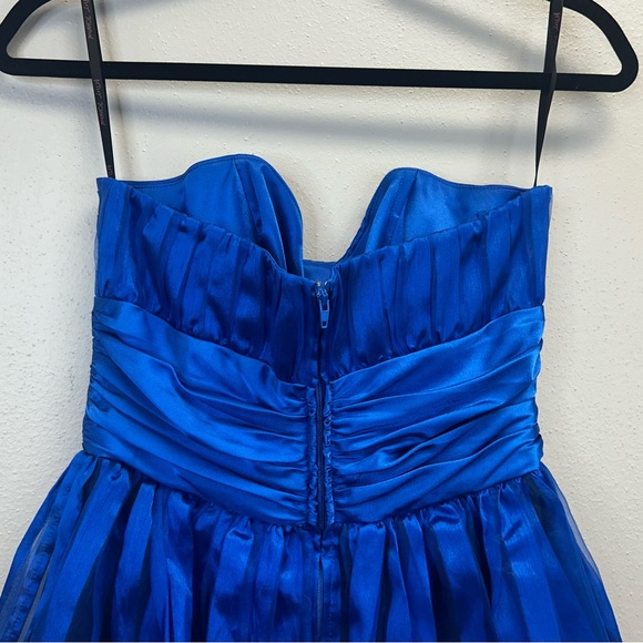 Betsey Johnson Size 6 Vibrant Blue Satin Dress Fit & Flare 80s 90s Hoco Prom - Picture 11 of 13